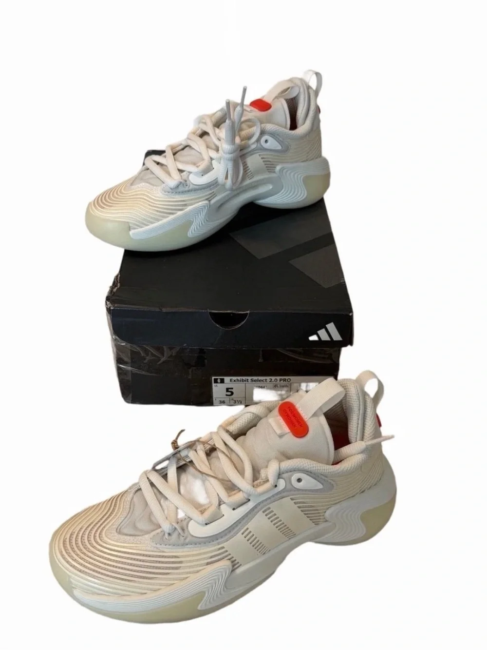 adidas Women's Cream/Off-White Athletic Sneakers with Coral Accent